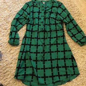Merona Black and Green Geo Print Dress
